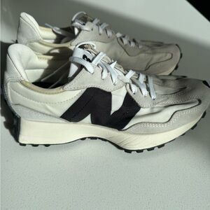 New Balance 327 Cream and Black Athletic Shoes